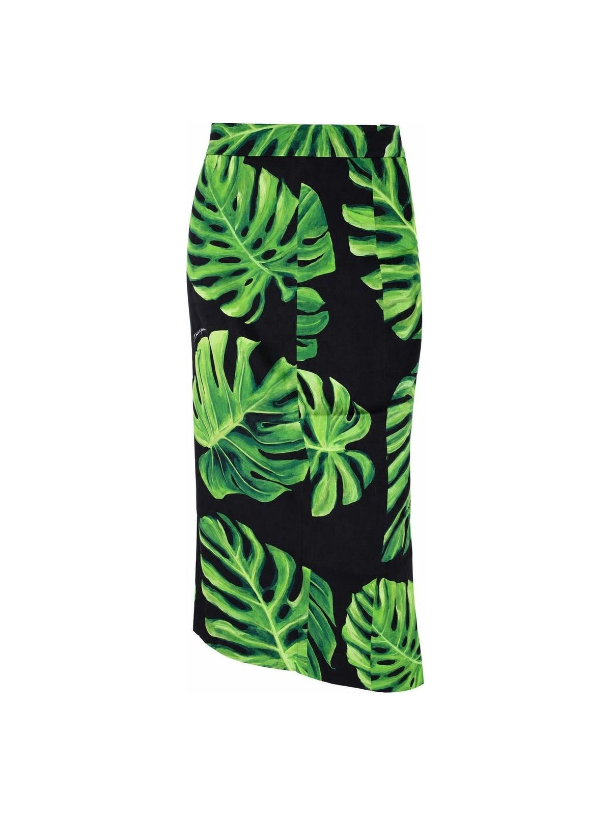 Dolce & Gabbana Pencil Silk Skirt Leaf
