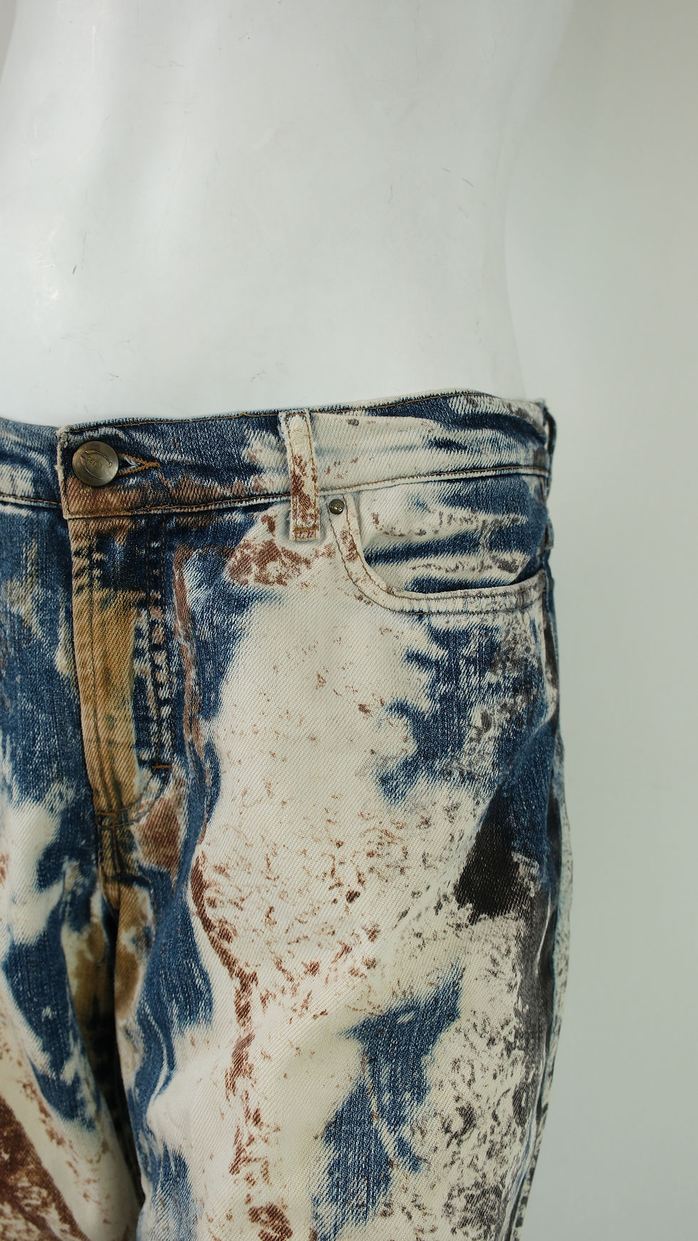 Thumbnail: Just Cavalli Tie and Dye Blue Jeans with Brown/black Splash