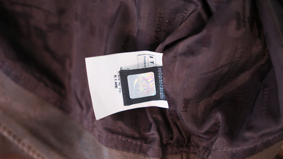 Thumbnail: Just Cavalli Brown Leather mid length Skirt 2000s