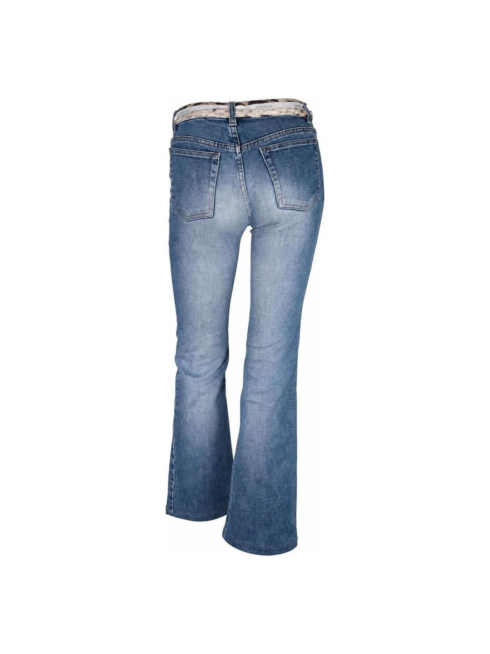 Thumbnail: Roberto Cavalli Cheetah Print Belted Blue Jeans