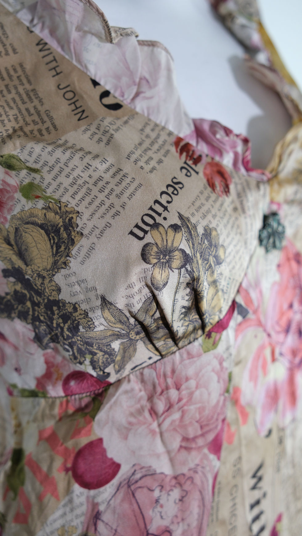 Thumbnail: Galliano Silk Long Dress Floral Gazette 2000s