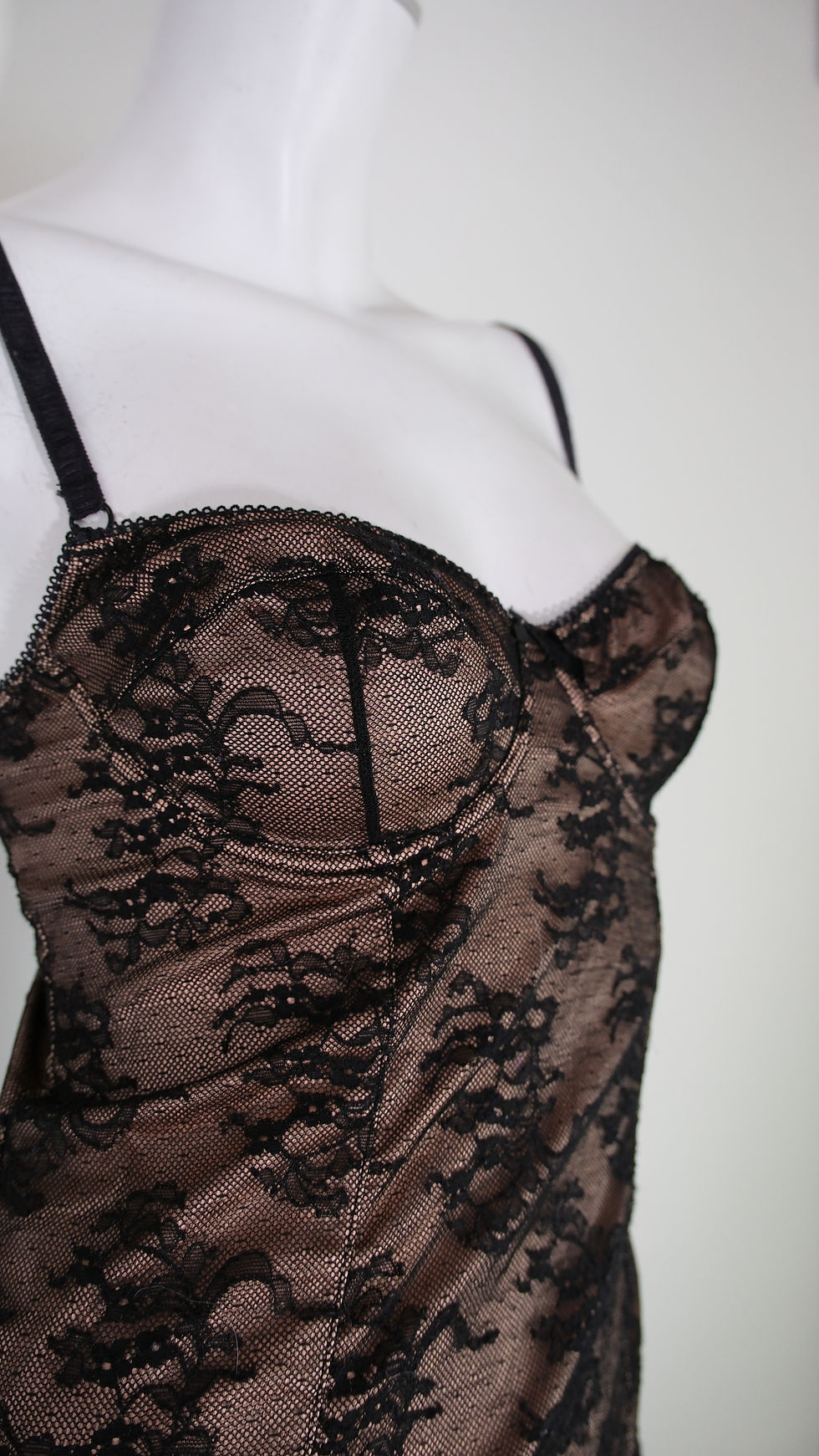 Thumbnail: Dolce & Gabbana peach and black dentelle corset top