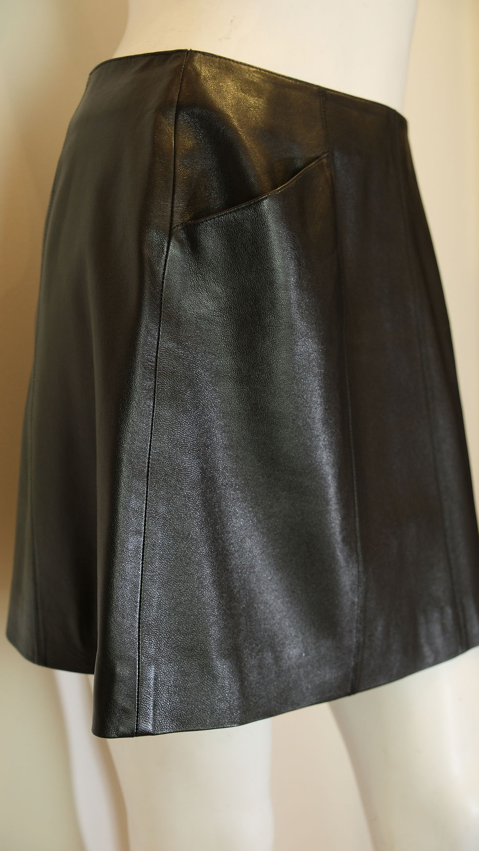 Thumbnail: Chanel Mini Black Logo Leather Short Skirt
