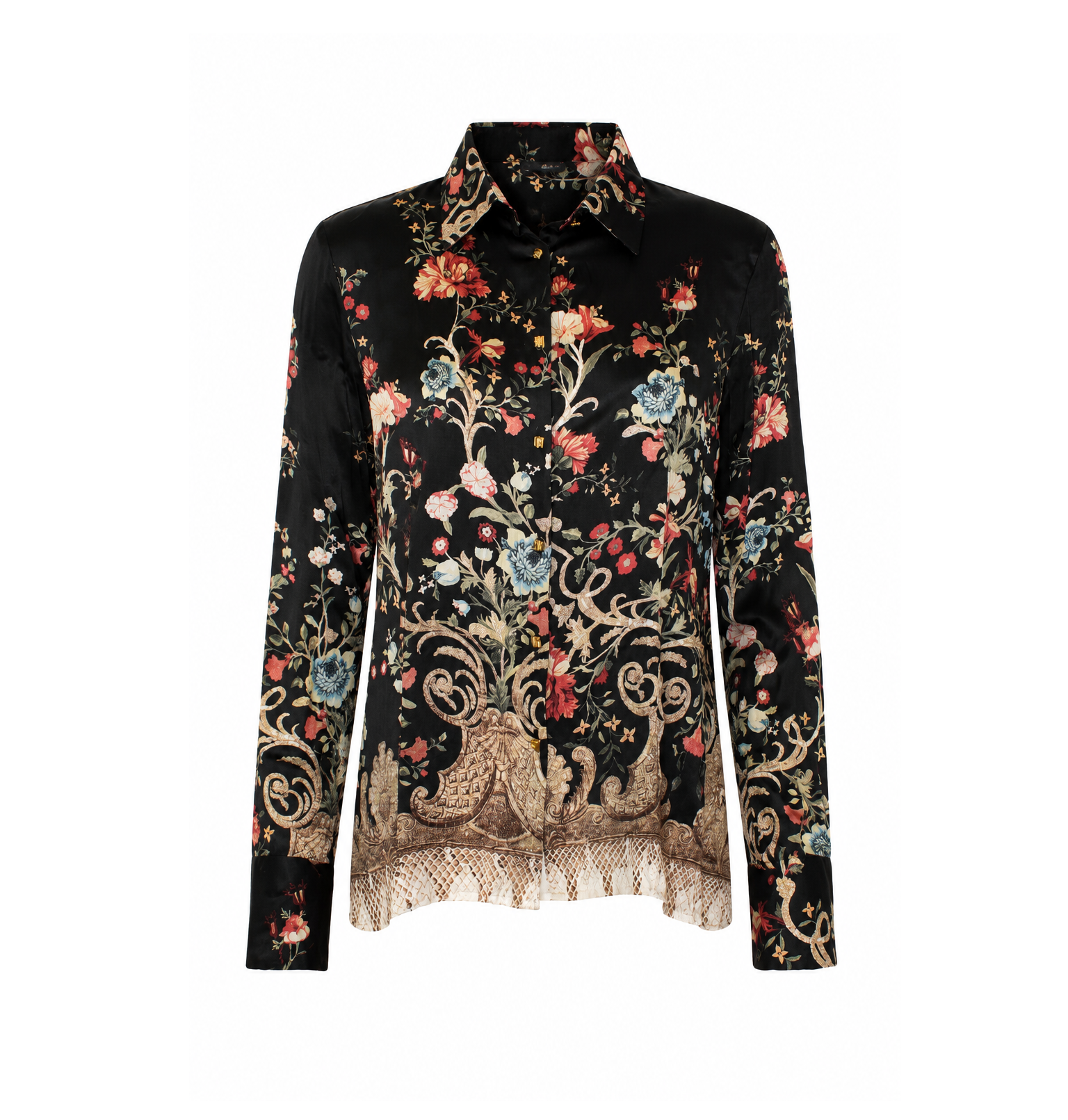 Roberto Cavalli Silk Floral Printed Shirt 2000s
