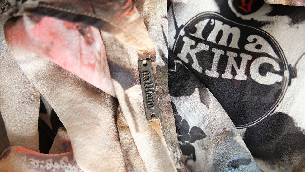 Thumbnail: Galliano Gazette Graphic Silk Printed Shirt with Tie