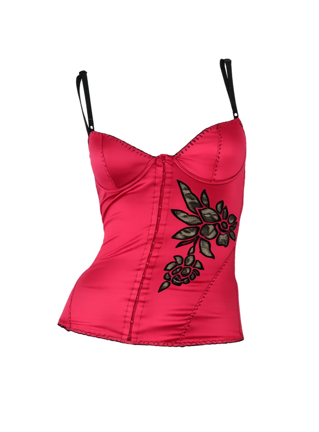 Roberto Cavalli Red Satin Cheetah Tatoo Corset Top 2000s