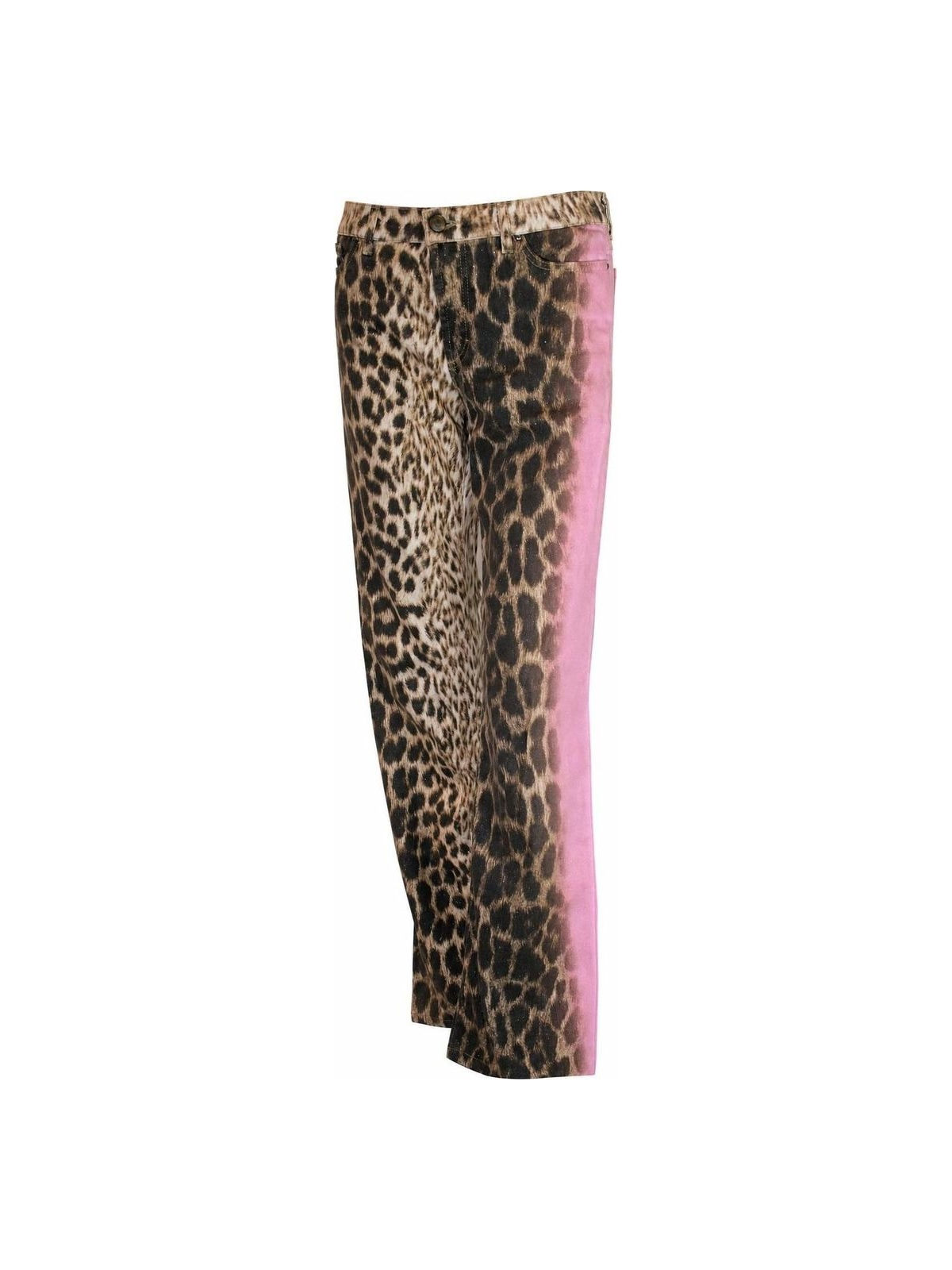 Just Cavalli Leopard Printed Pink Stripe Jeans 2000s