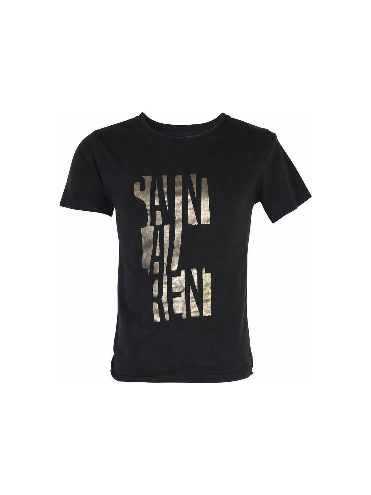 Saint Laurent Big Logo Black and Gold Short Sleeves Tee