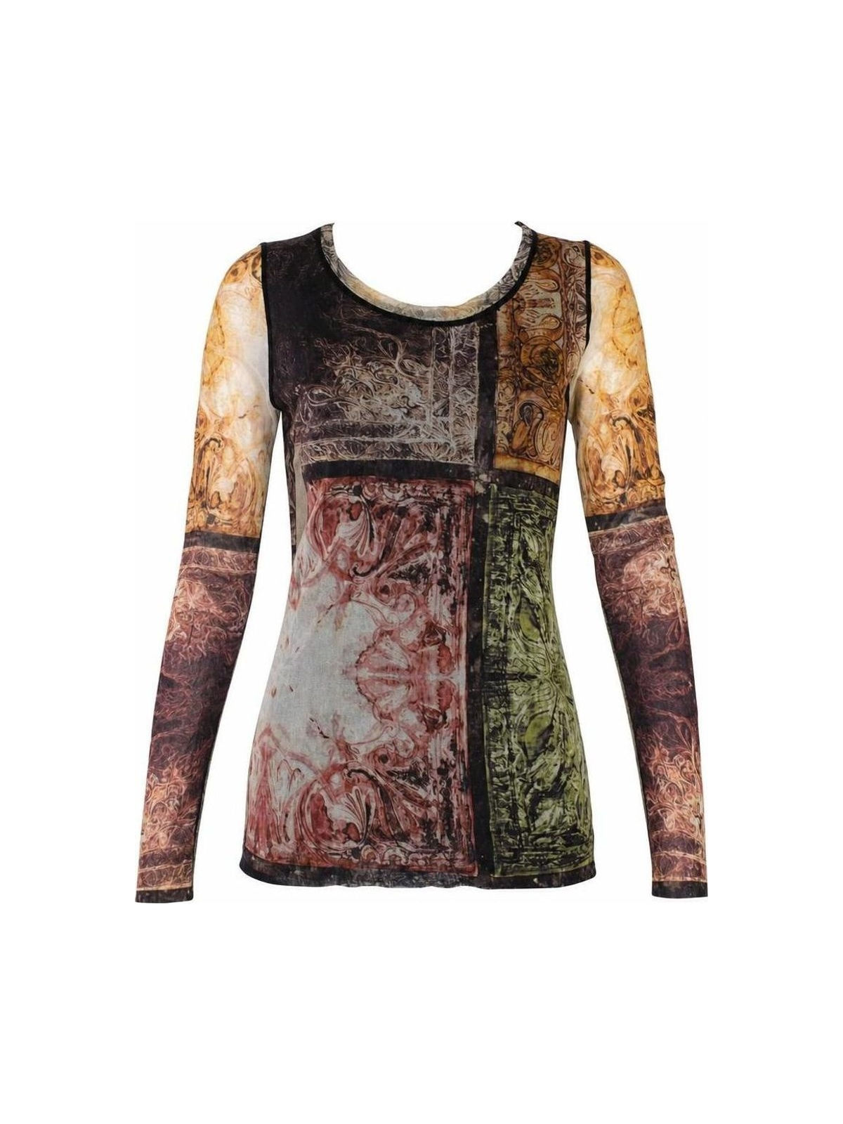 Jean Paul Gaultier 1990s Abstract Graphic Mesh Top
