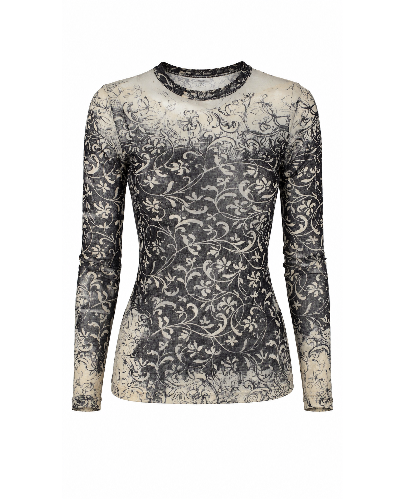 Jean Paul Gaultier Floral Print Mesh Top Baroque 1999