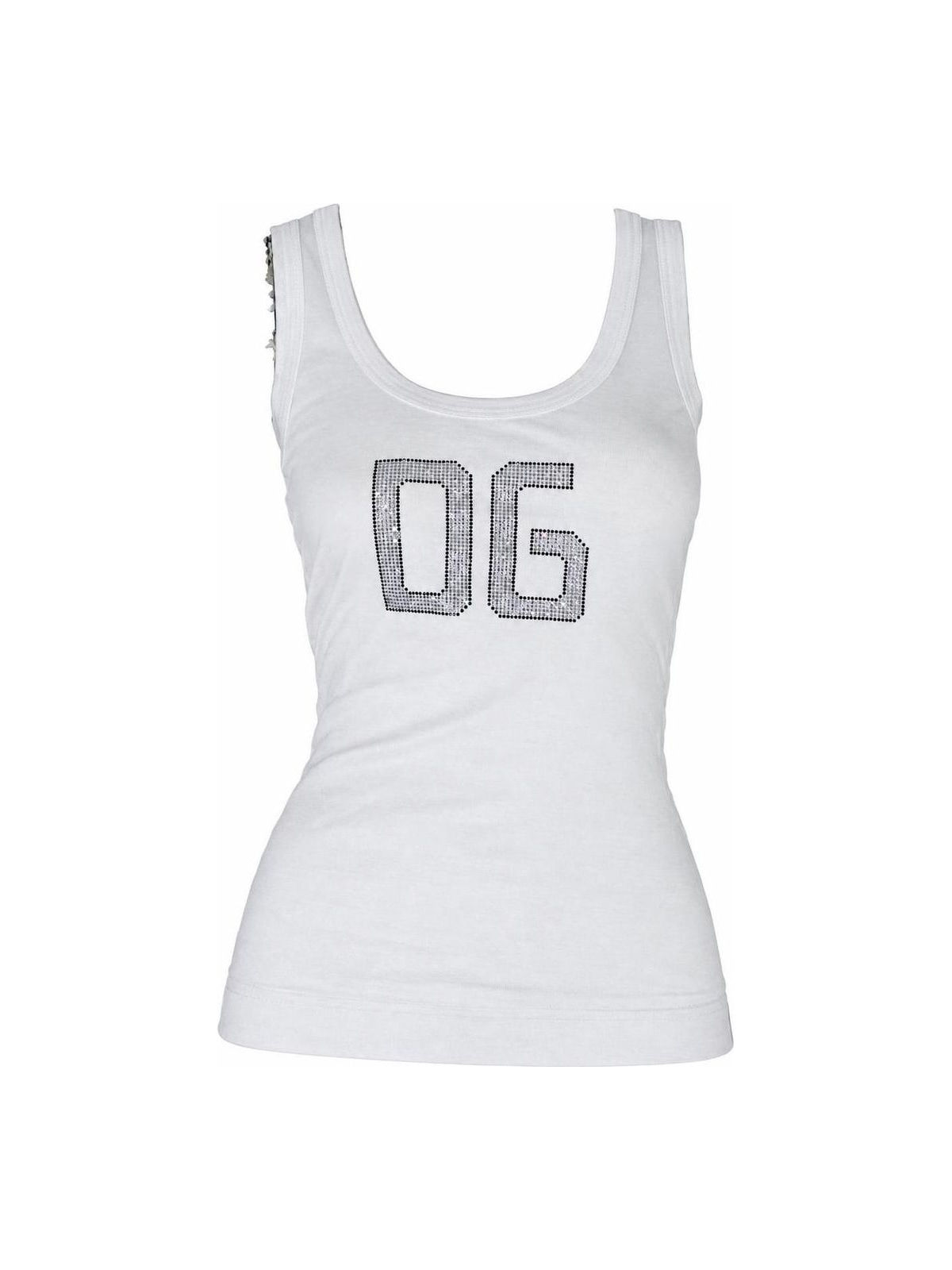 Dolce & Gabbana "DG" Strass White Tank Top