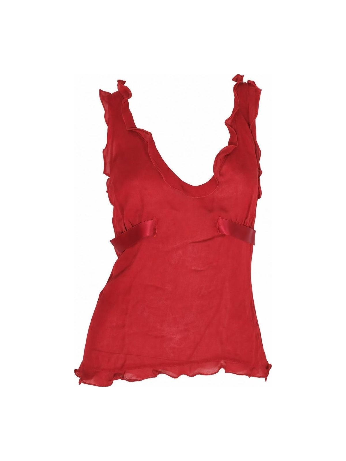 Miu Miu Technical Red Ruffle Tanktop
