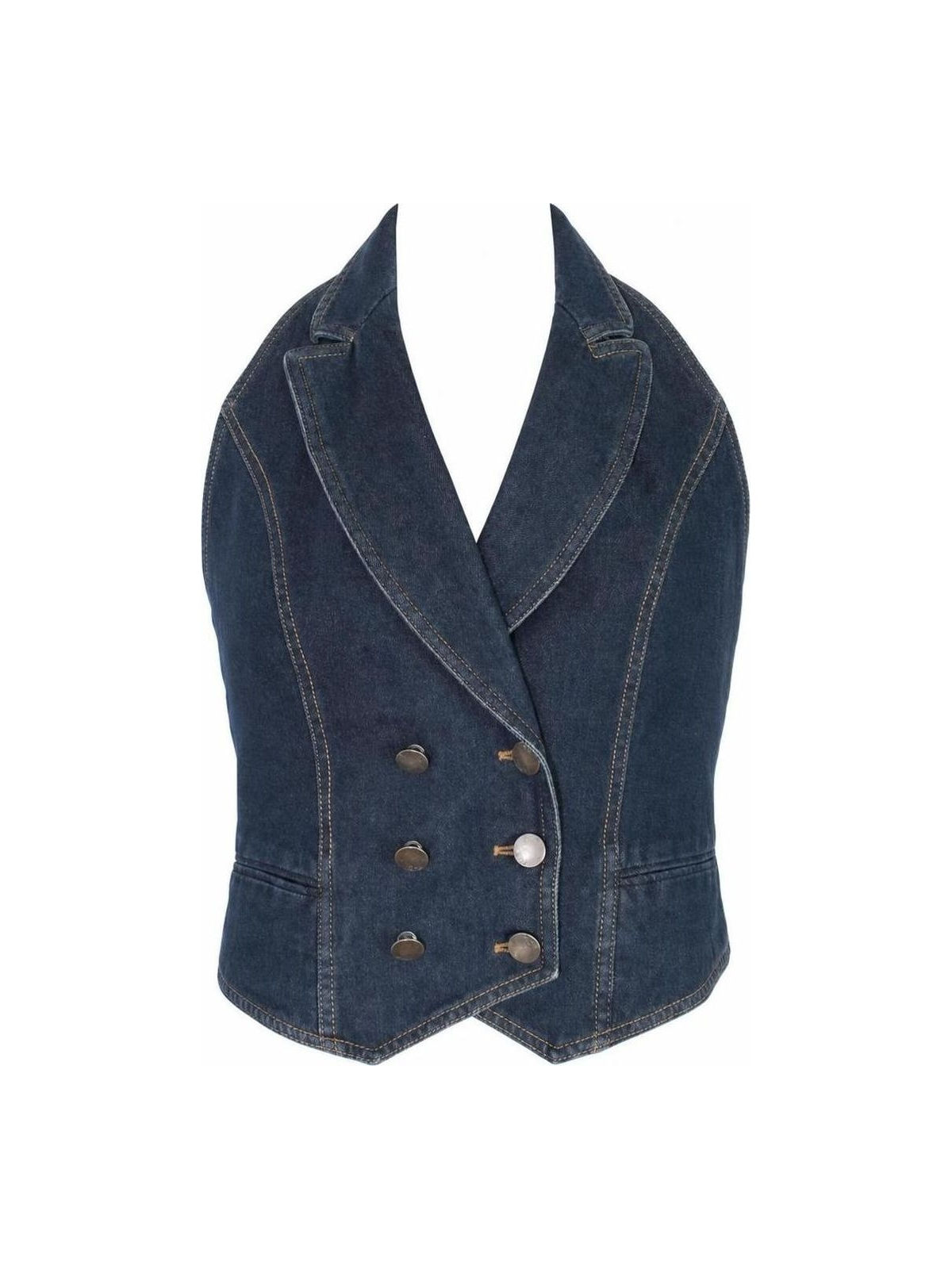 Christian Dior Galliano Denim Backless Tux Waistcoat Top