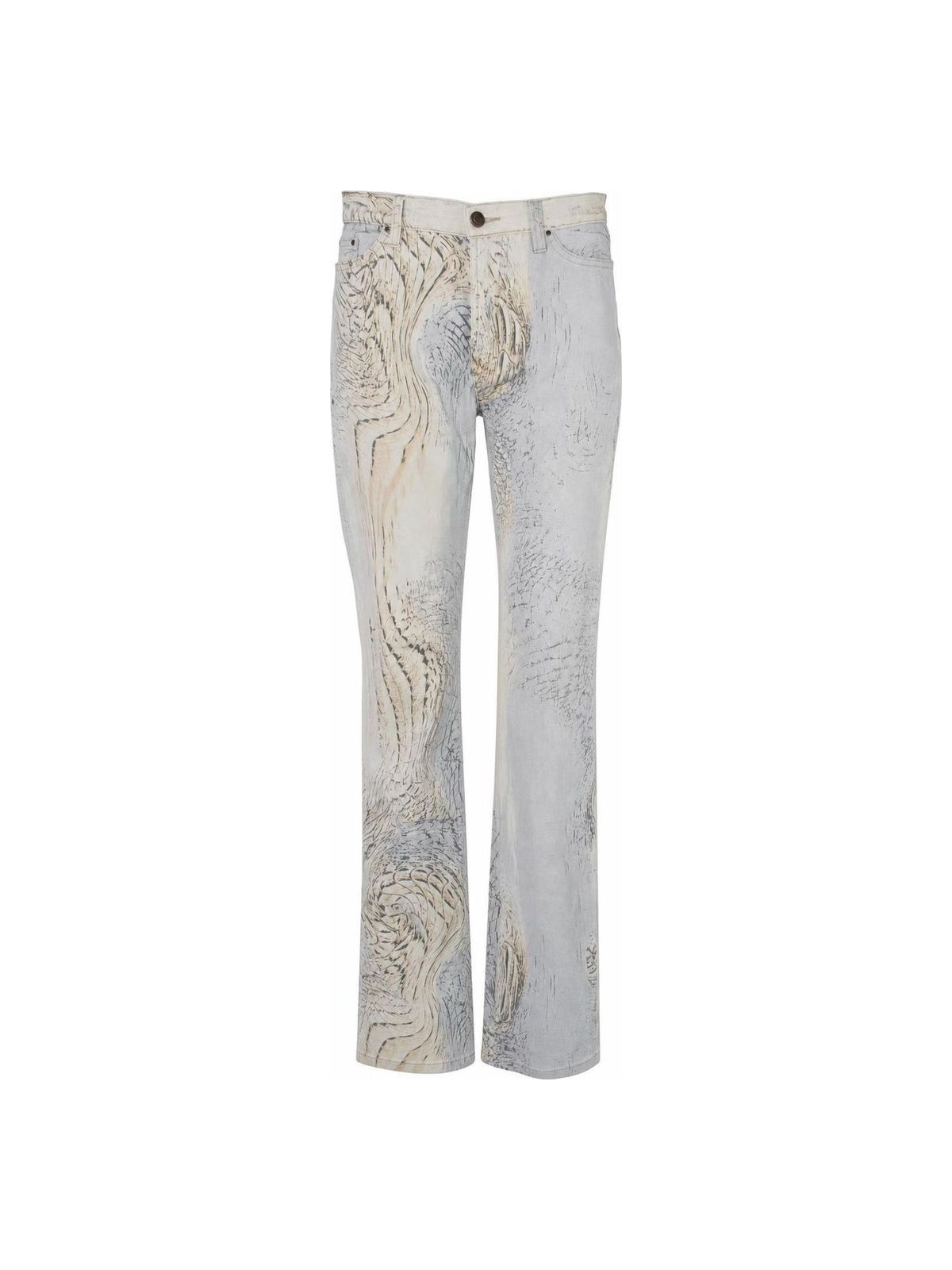 Just Cavalli SS2002 Sand Yellow & Grey Crocodile Printed Jeans