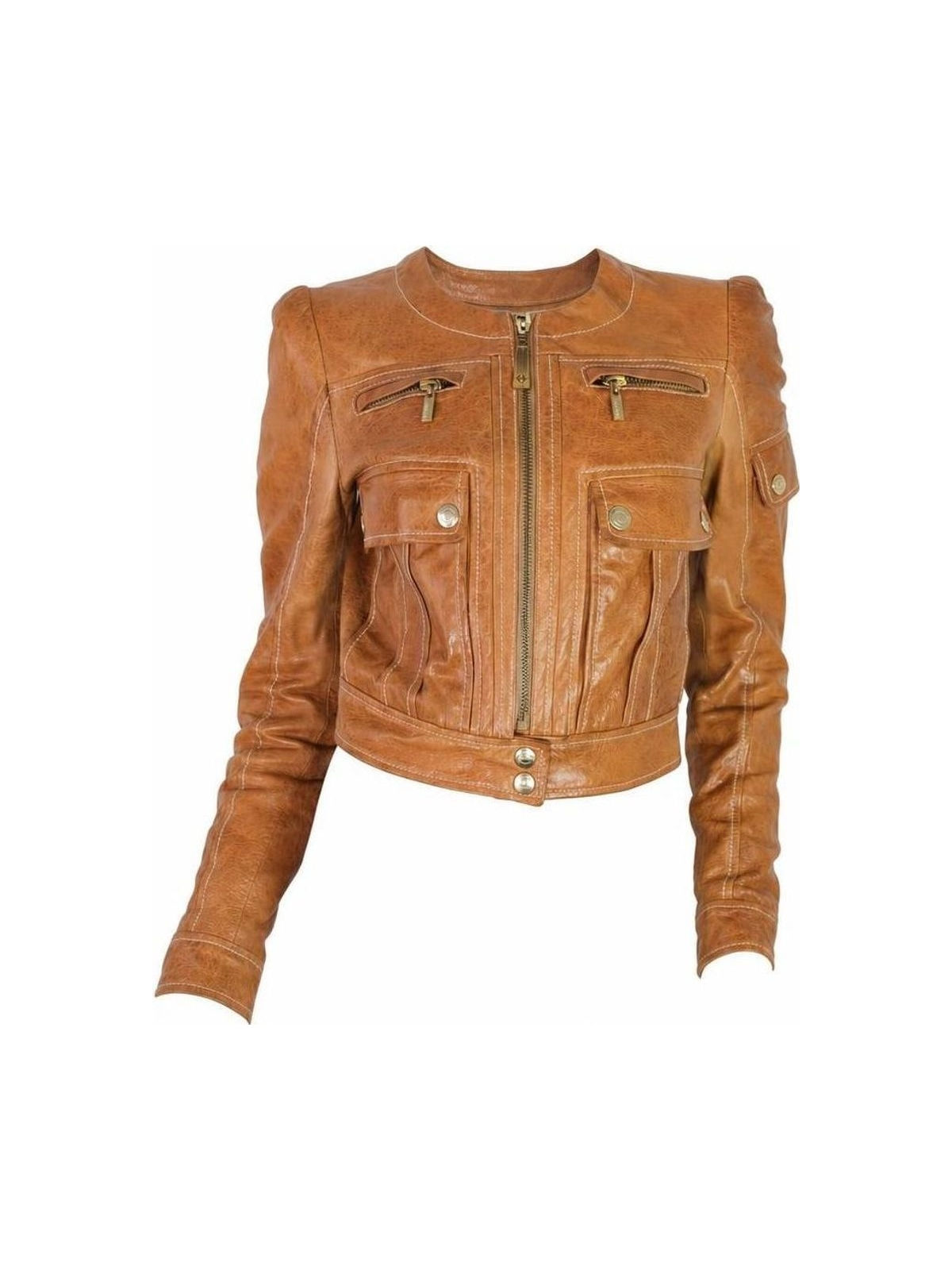 Roberto Cavalli 2000s Padded Brown Cropped Jacket