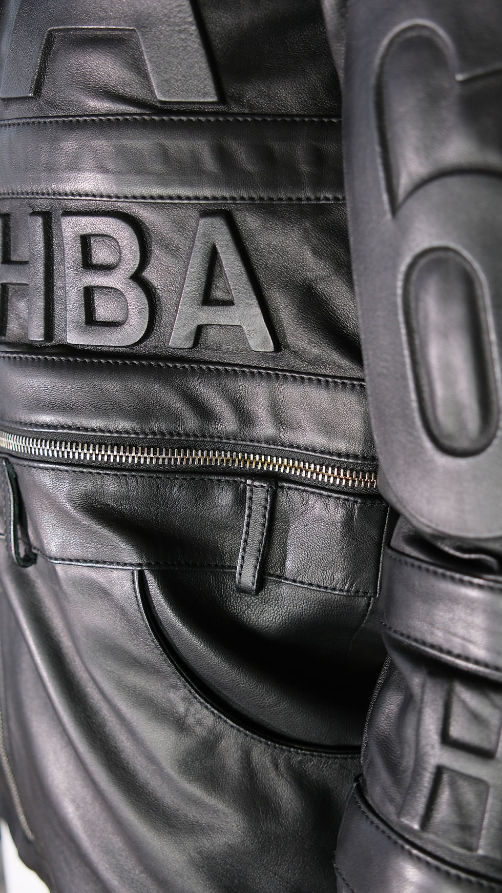 Thumbnail: HBA Bomber Embossed Leather Jacket Hockey