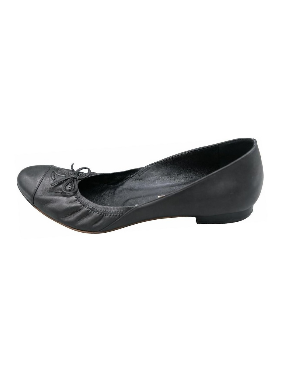 Thumbnail: Chanel "CC" Logo Black Leather Flats