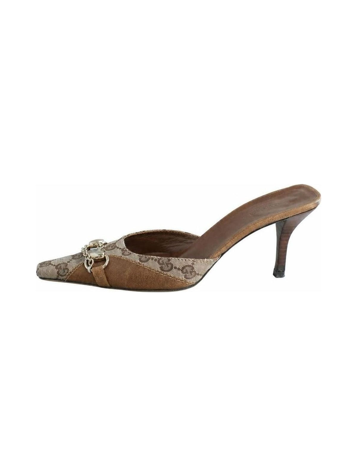Gucci Tom Ford Cream Monogram Beige Heels Metal Charms