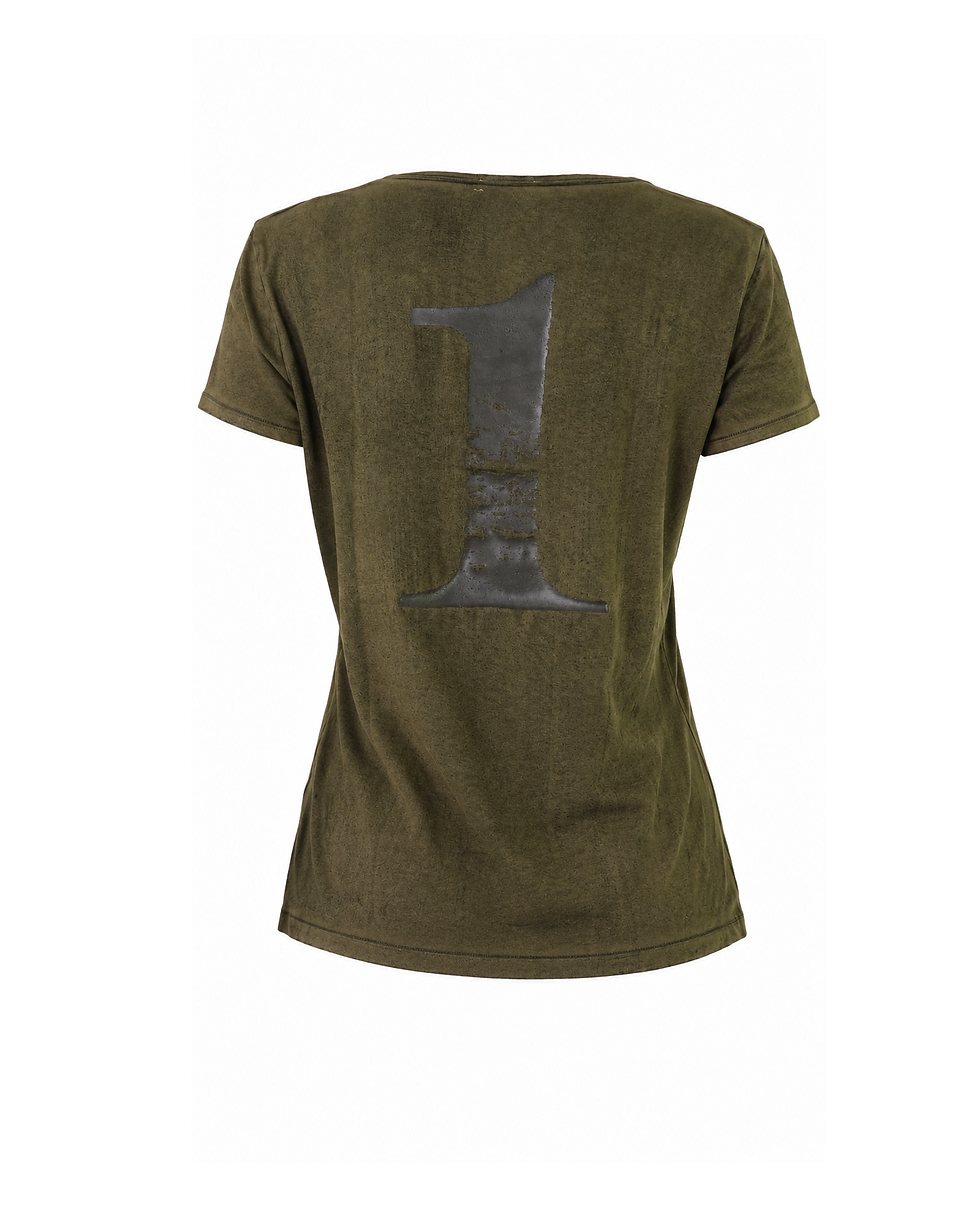 Thumbnail: Galliano Kaki Faded Big Typo Tee 2000s