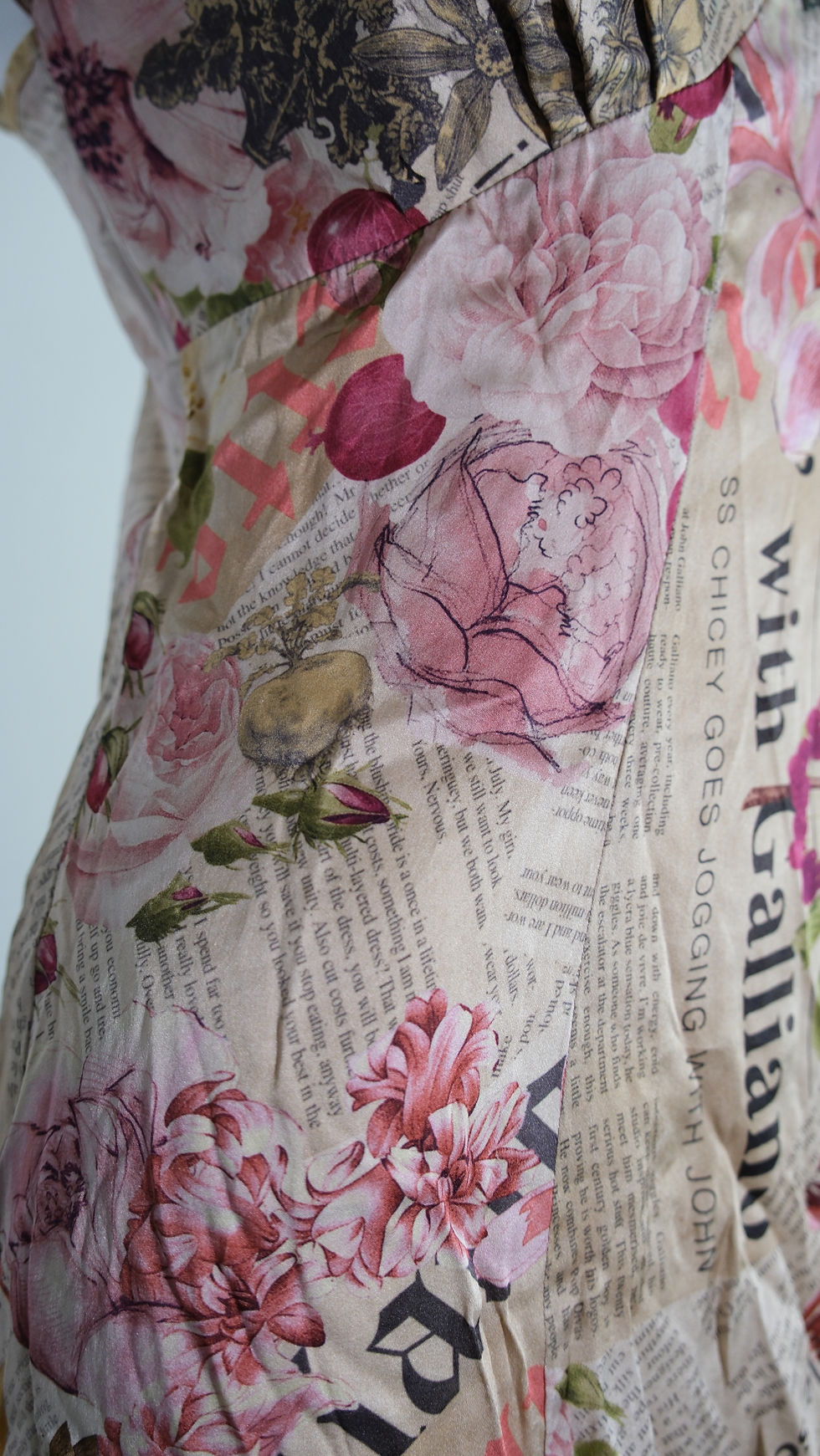 Thumbnail: Galliano Silk Long Dress Floral Gazette 2000s