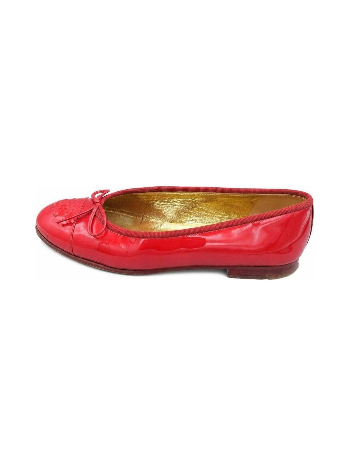 Chanel Red Leather Ballerines