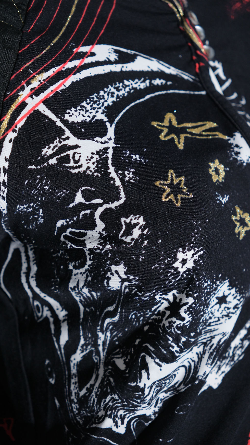 Thumbnail: Just Cavalli Aw03 Black & Red Astrology Padded Shoulders Top