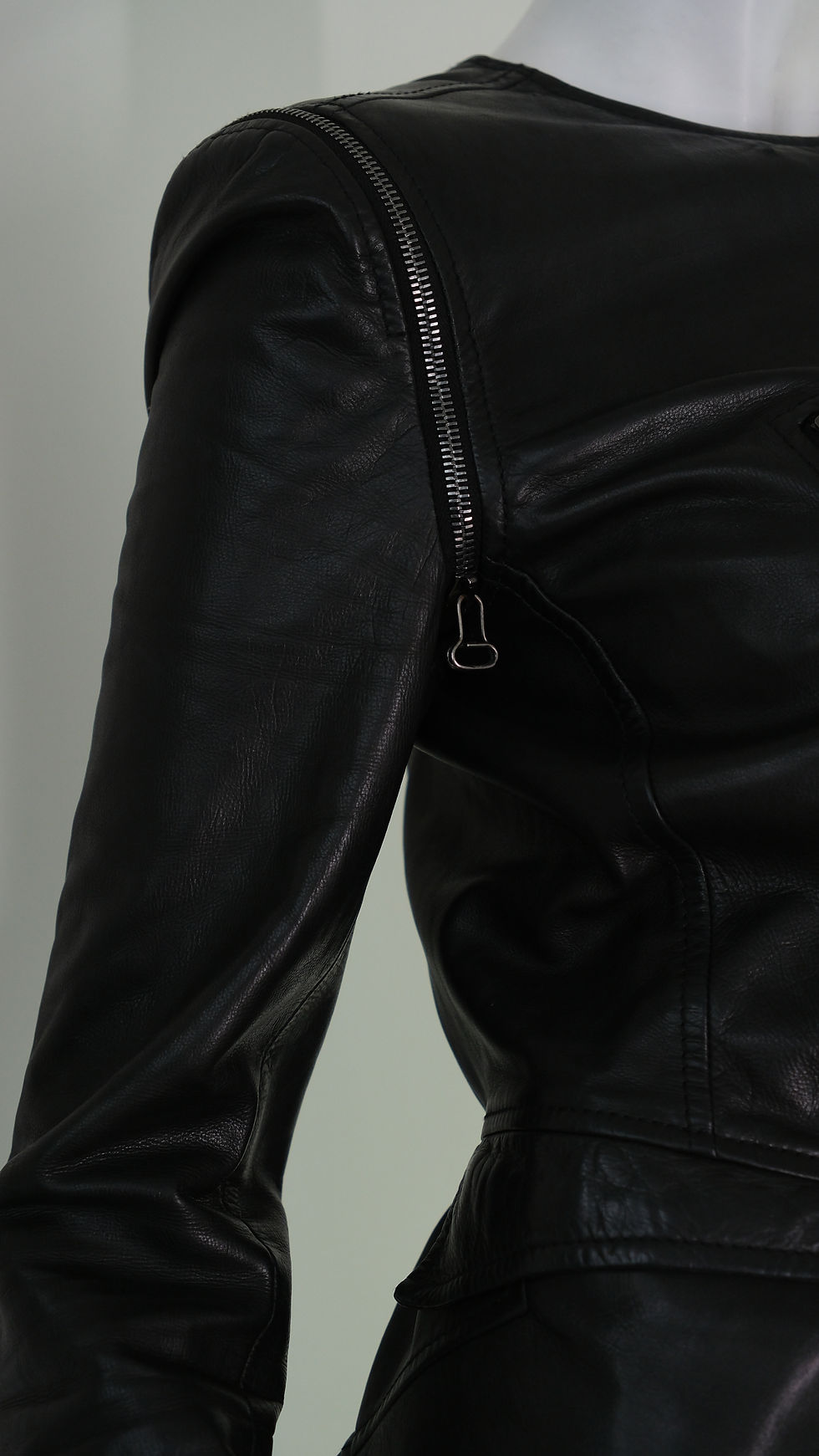 Thumbnail: Roberto Cavalli Leather Multi Zip asymmetrical Jacket