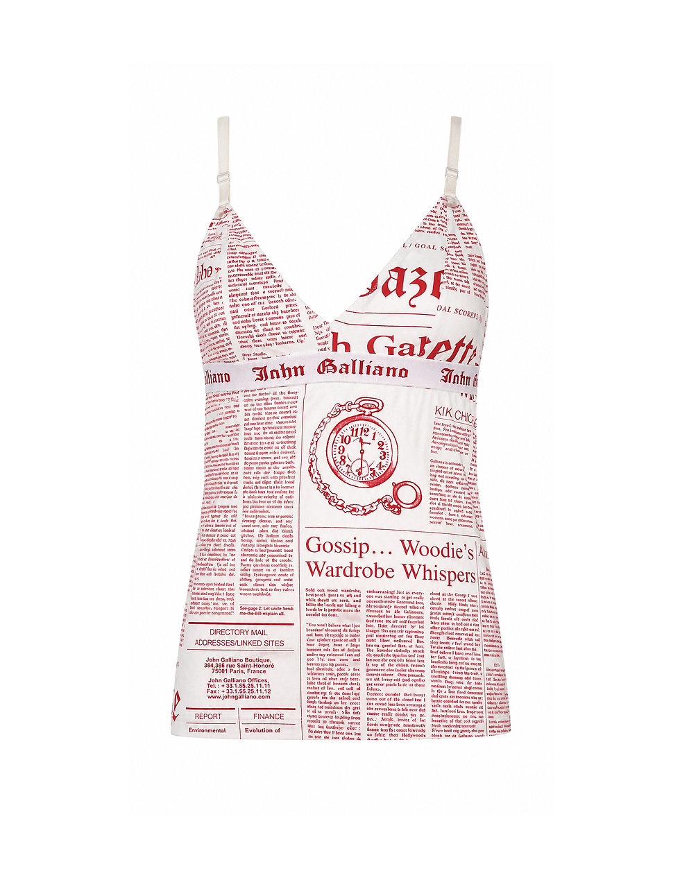 Thumbnail: Galliano Gazette White and Red Small Top 2000s