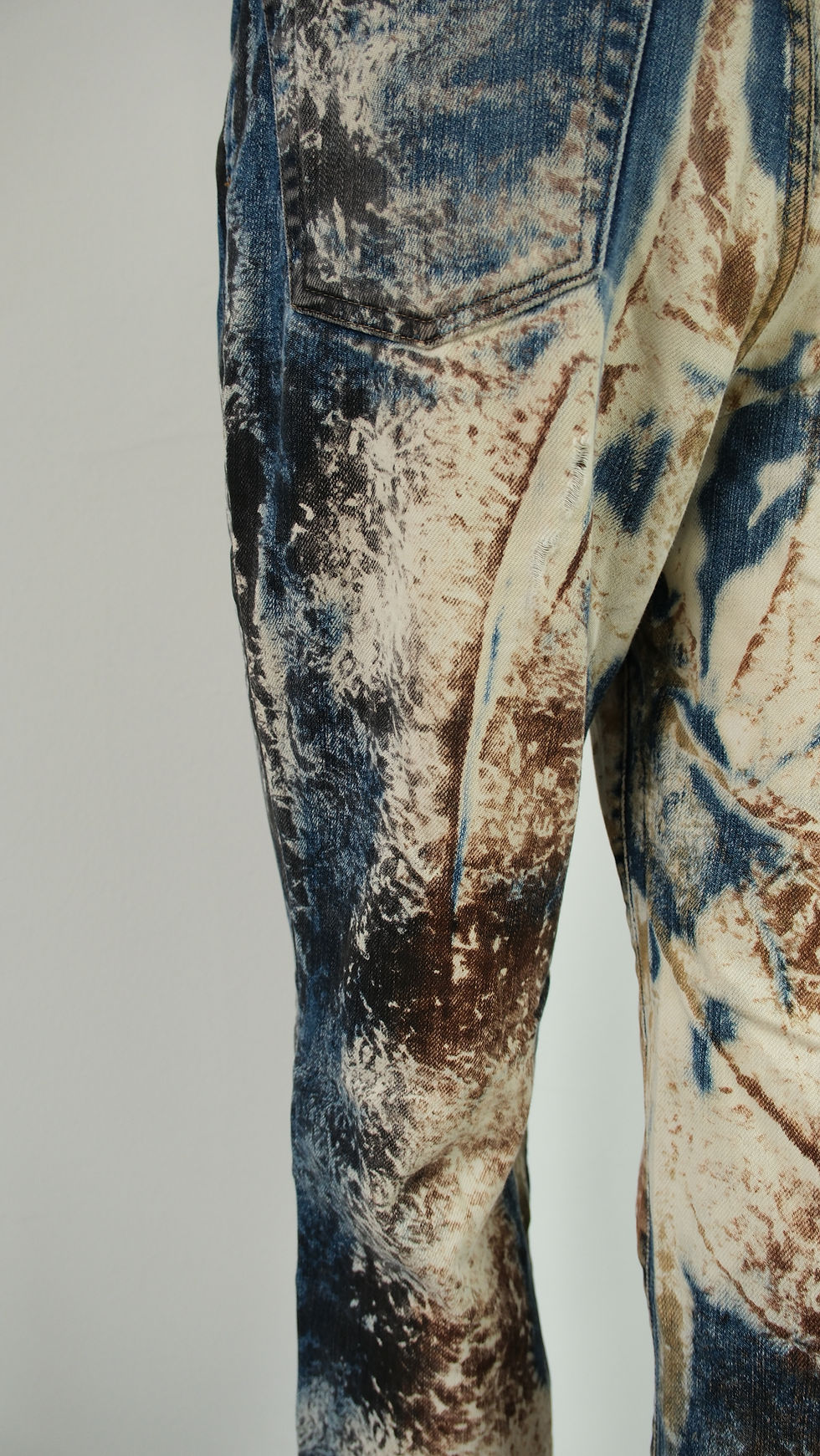 Thumbnail: Just Cavalli Tie and Dye Blue Jeans with Brown/black Splash