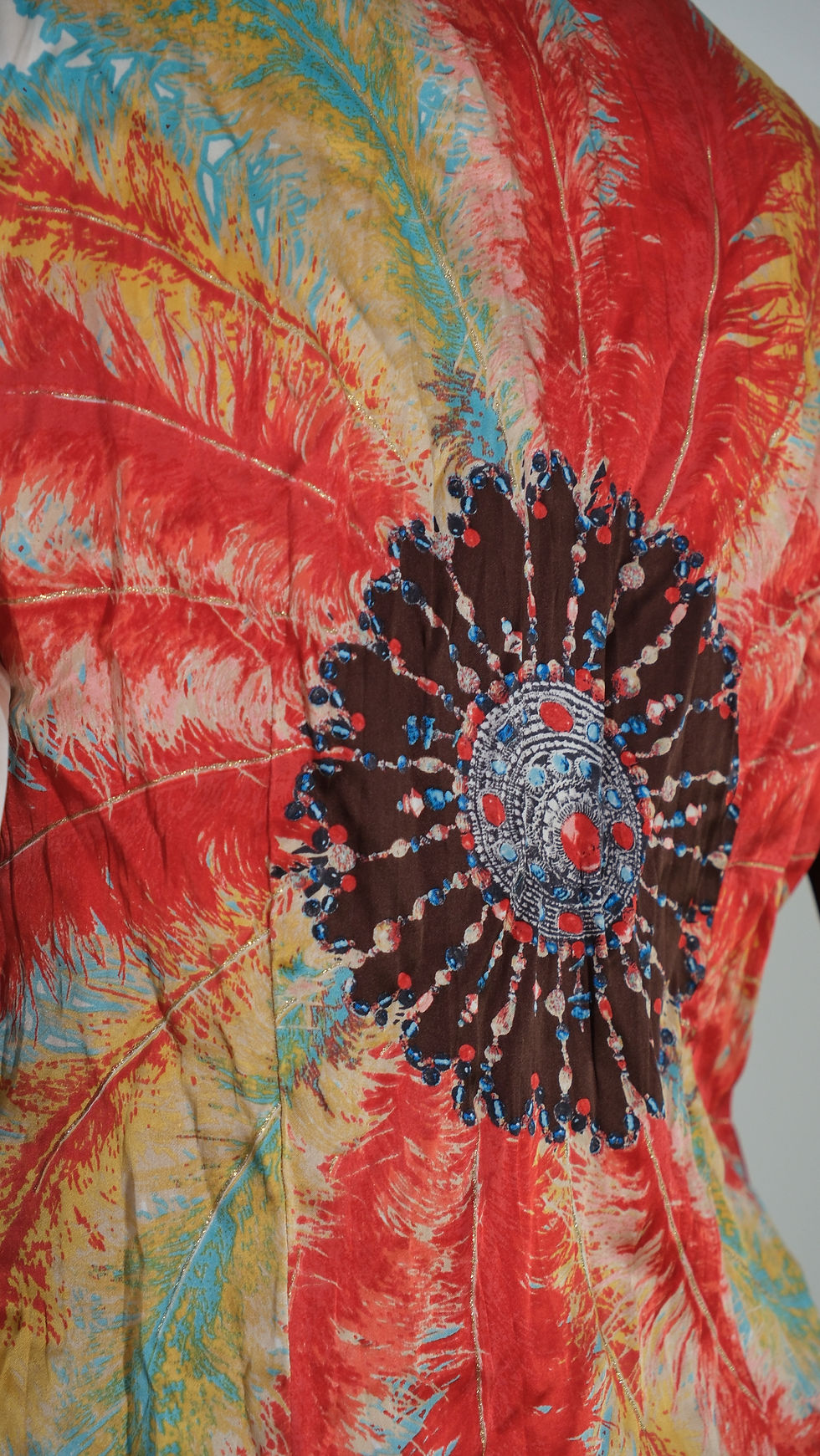Thumbnail: Roberto Cavalli Feather Print Silk Suede Fringe Shirt