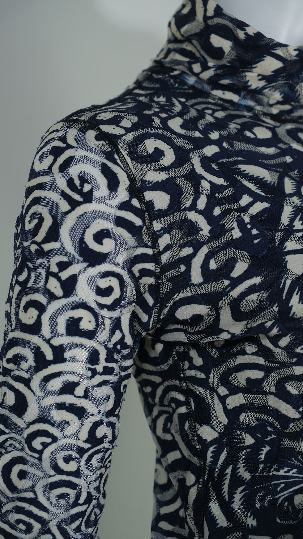 Thumbnail: Jean Paul Gaultier Turtleneck Tiger Print Mesh Top