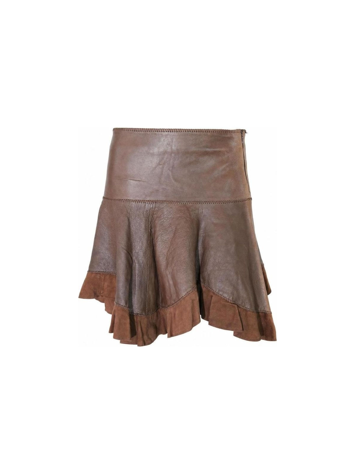 Just Cavalli Brown Leather mid length Skirt 2000s