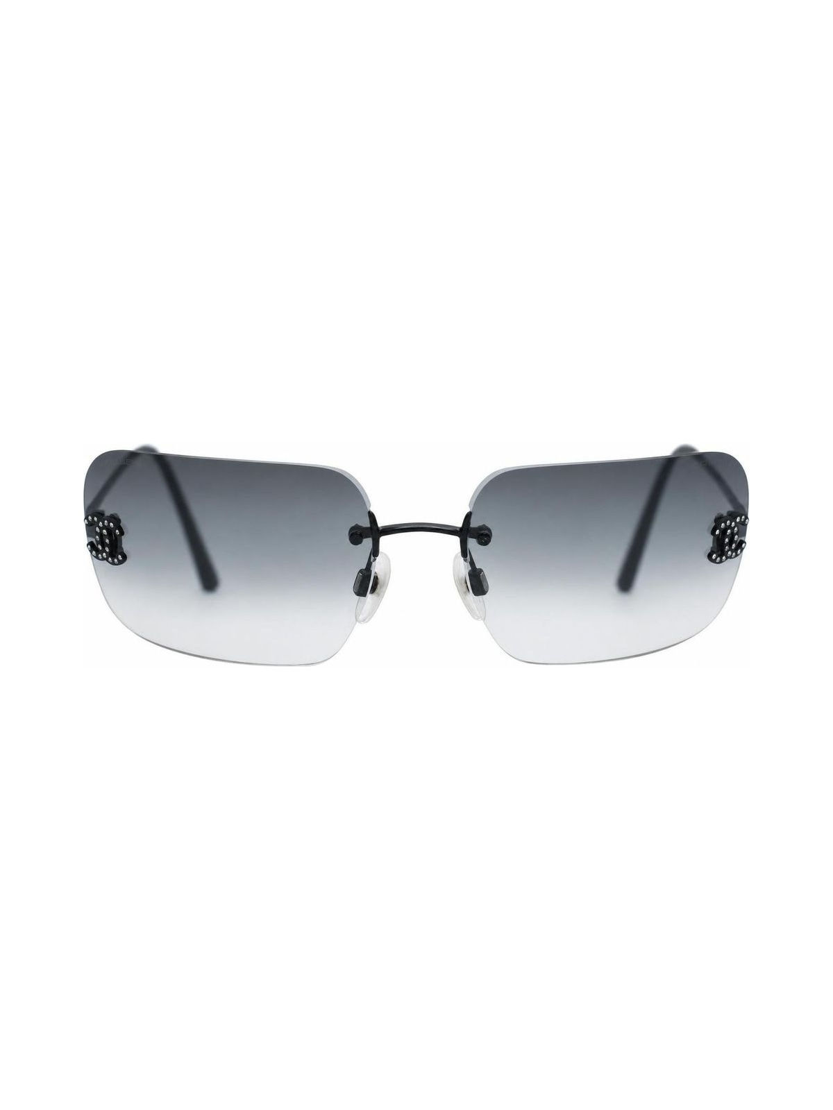 Chanel Rimless Sunglasses Crystal CC