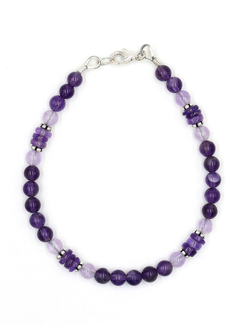Bracelet en pierres naturelles d'Améthyste, apprêts en Argent 925
