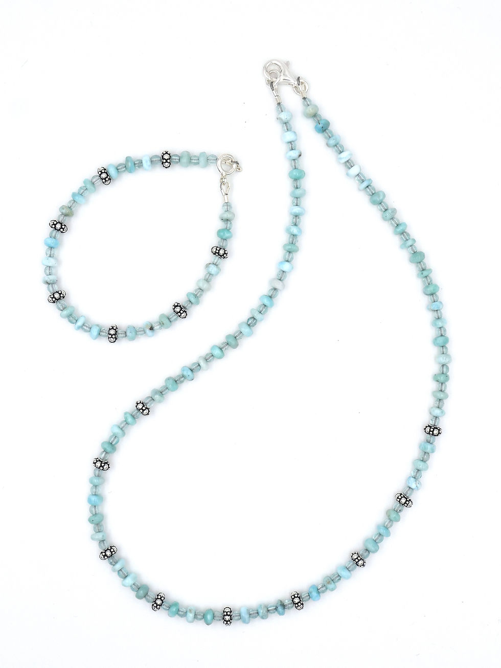 Miniature : Collier et bracelet Yséane, Larimar, Apatite et Argent 925