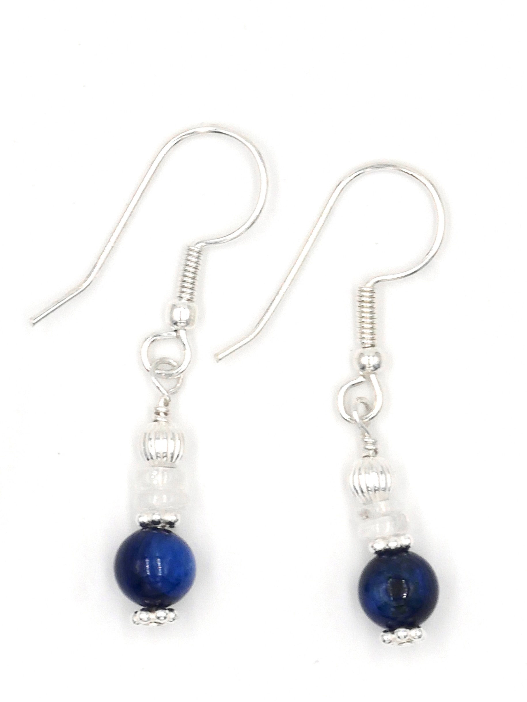 Boucles d'oreilles en Cyanite, Pierre de Lune et Argent 925