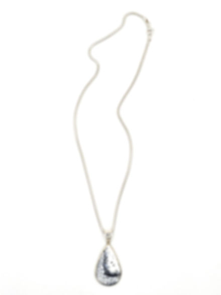Pendentif en pierre naturelle d'Agate dendritique sur chaînette serpent en Argent 925 - Karine Créations
