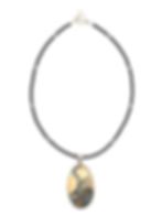Magnifique pendentif en Jaspe Malingana sur collier en Hématite et Argent 925