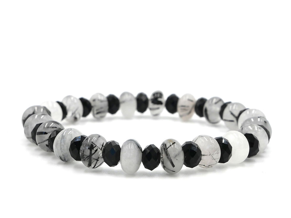 Bracelet artisanal en pierres naturelles de Quartz et Tourmaline
