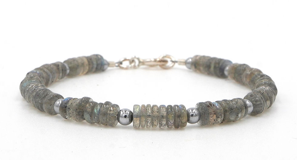 Bracelet en Labradorite, Hématite et Argent 925