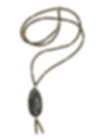 Sautoir en Hématite, pendentif en corne