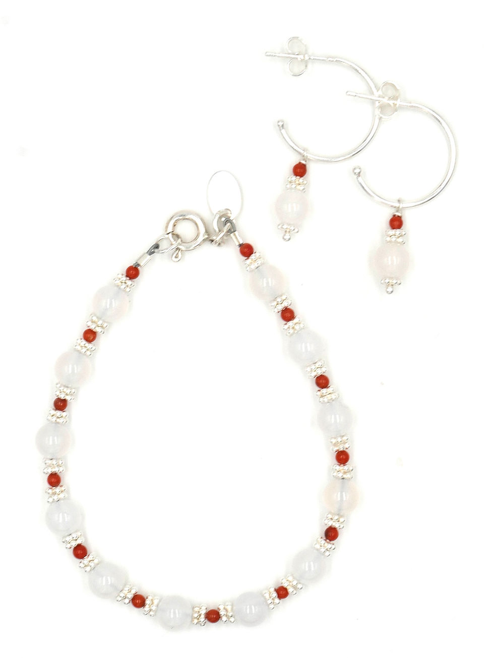 Miniature : Parure artisanale en Agate avec collier, bracelet et boucles d’oreilles assortis