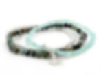 Trio de bracelets en pierres semi-précieuses, anneau et papillon en Argent 925