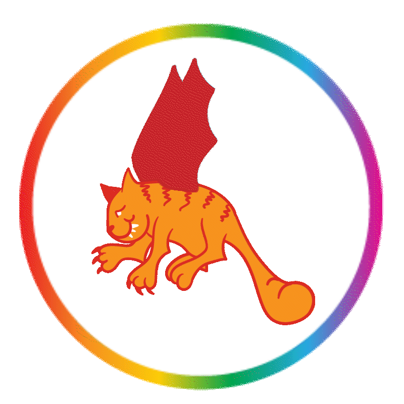 Cat monster with dragon wings flying