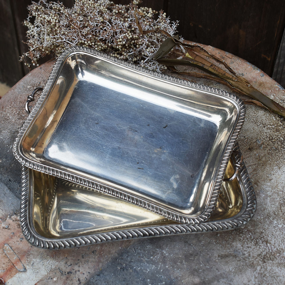 Thumbnail: Antique James Dixon & Sons English Silver Plate Rope Serving Dish Tureen Pair