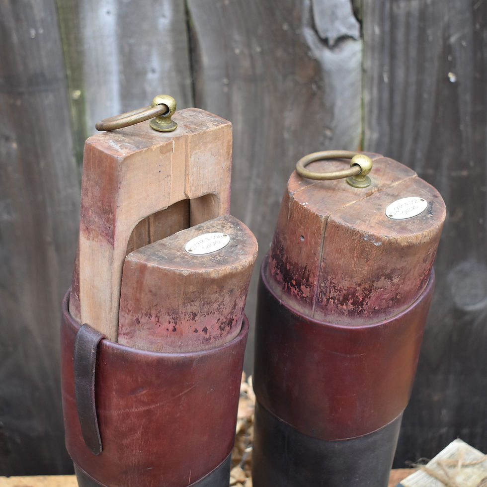 Thumbnail: Antique Ducker & Son of Oxford Beechwood Boot Trees Lasts Leather Riding Boots