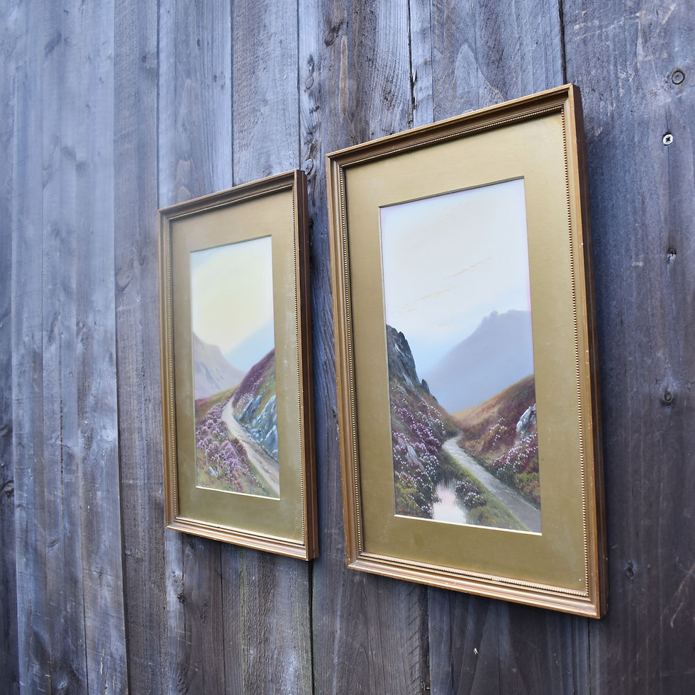 Thumbnail: Antique Reginald Daniel Sherrin Dartmoor Exmoor Watercolour Framed Painting Pair