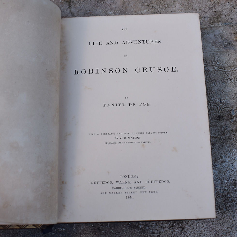 Thumbnail: Antique 1864 Robinson Crusoe by Daniel Defoe Routledge London Fine Leather Book
