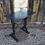 Thumbnail: Antique Black Grey Mottled Marble Topped Cast Iron Outdoor Garden Console Table