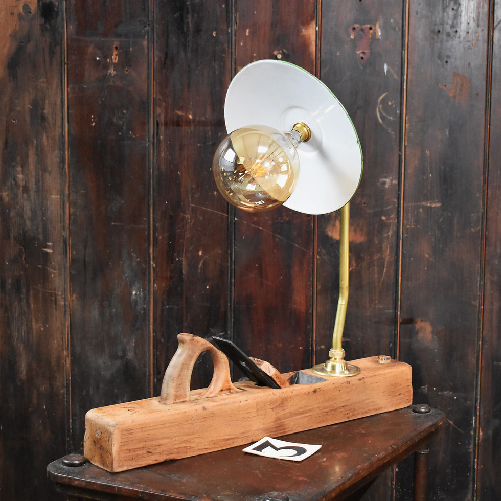 Thumbnail: Antique Large Salvaged Sorby English Carpenters Plane Converted Task Lamp Light